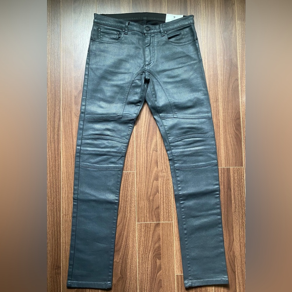 Belstaff Charcoal Black Wax Coated Slim Leg Jeans W30 L33